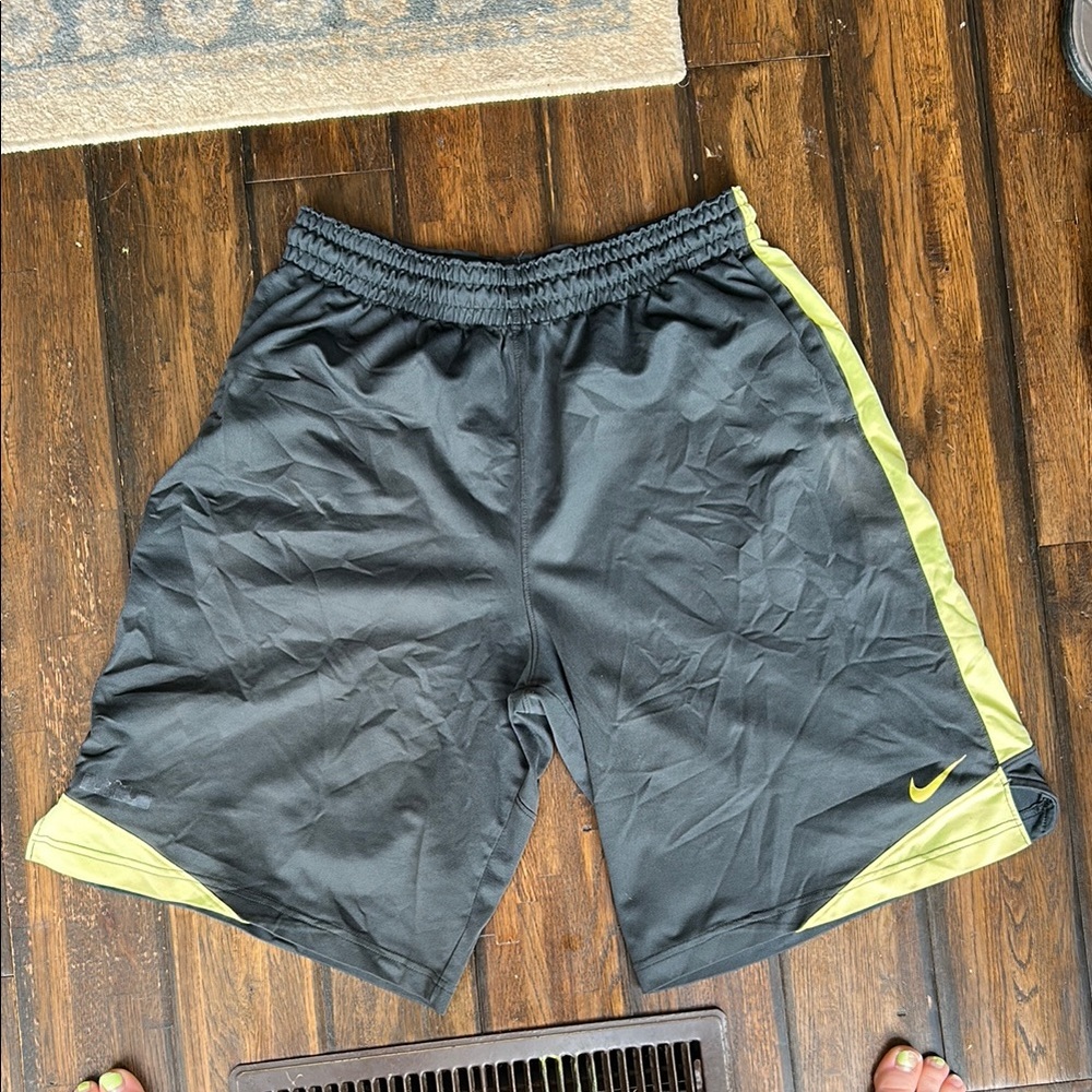 Nike gray and neon green Athletic Shorts Performance Fit
